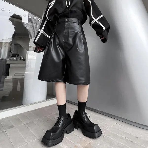 Leather Masaki x Honda Black Faux Leather Shorts, Retro Punk Shorts Size US 32 / EU 48 - 7 Thumbnail