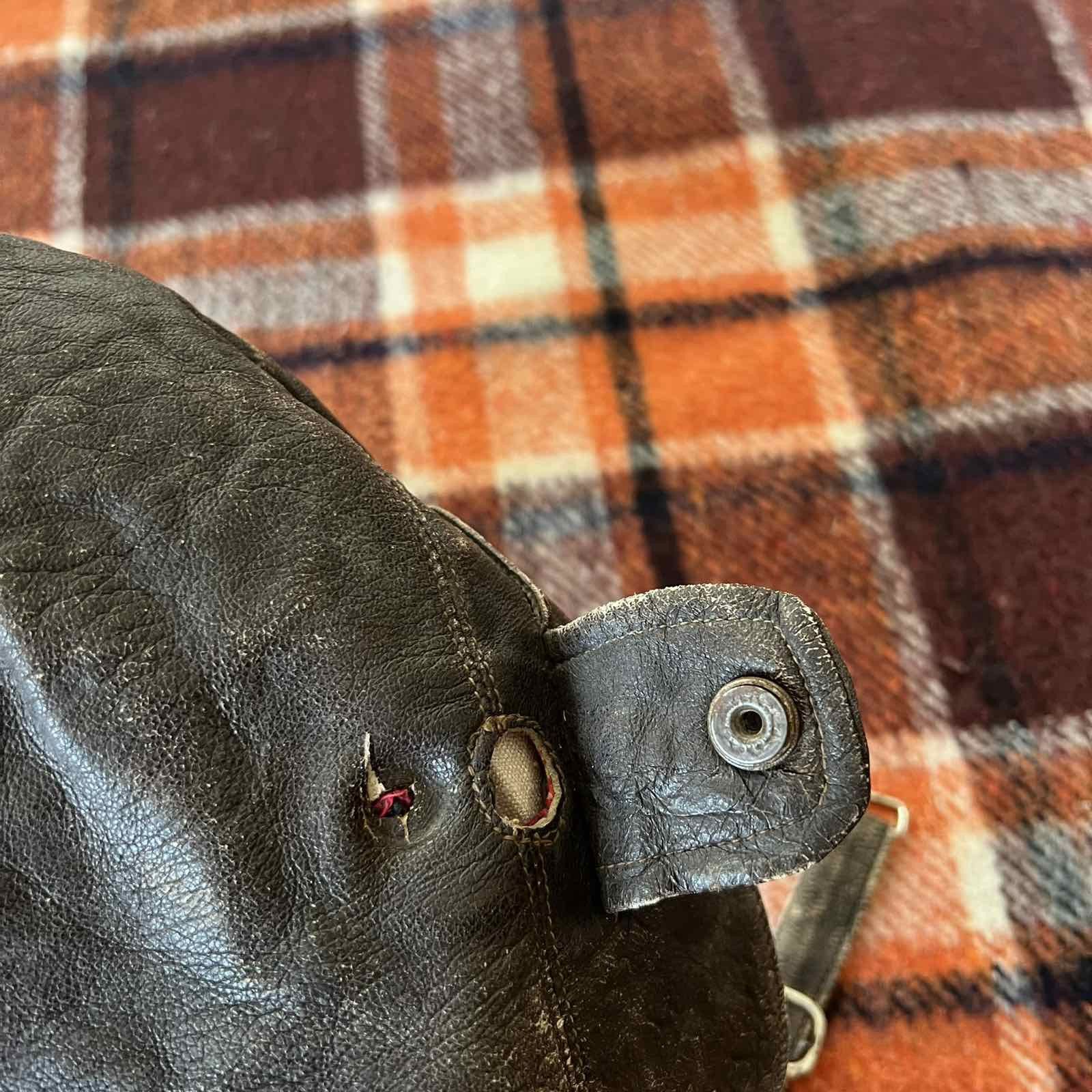 Vintage Rare WW2 German Luftwaffe Leather Flying Helmet Size ONE SIZE - 8 Thumbnail