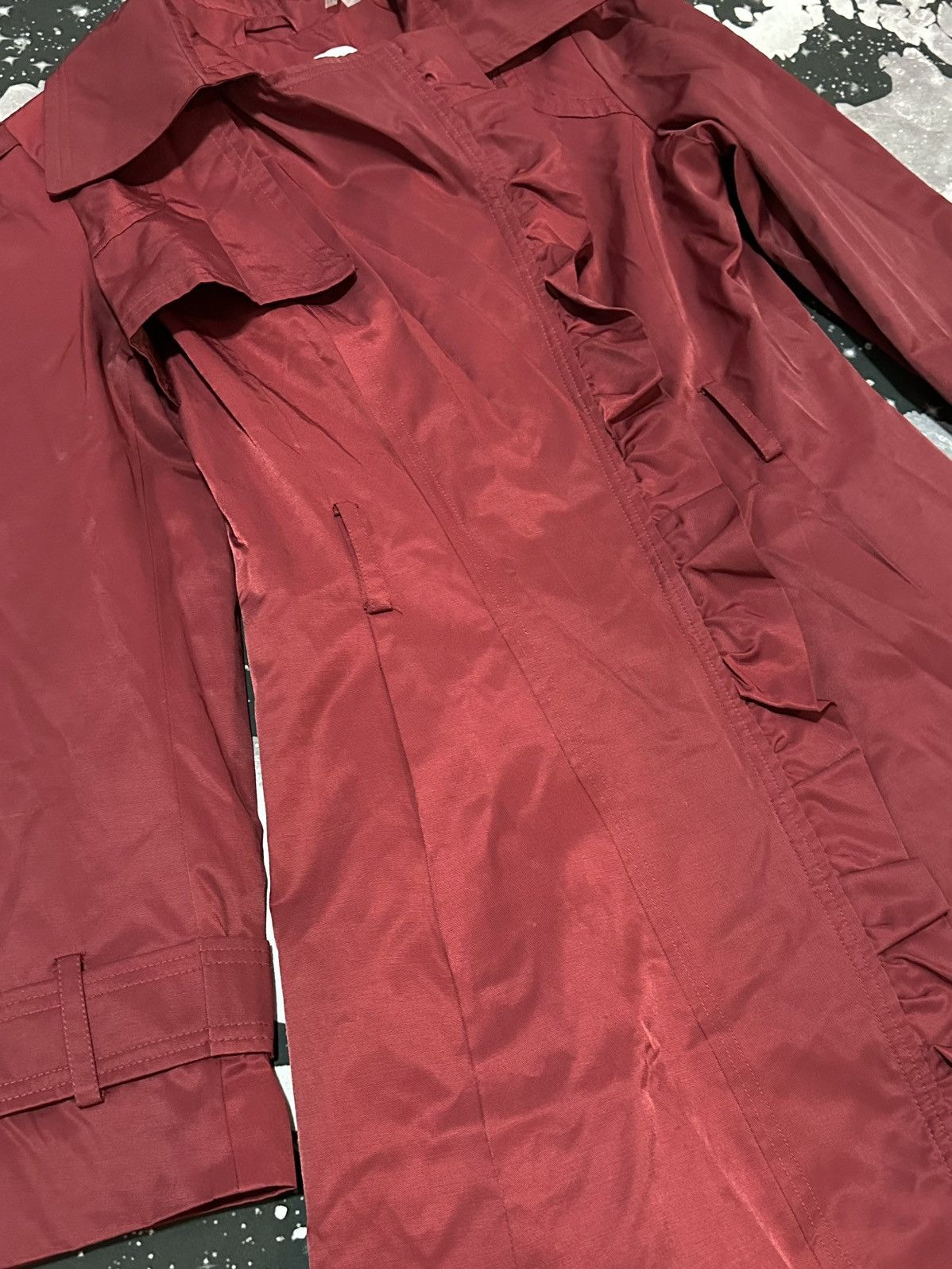 Jessica Simpson Jessica Simpson Crimson Ruffle Trench Coat Size M / US 6-8 / IT 42-44 - 3 Thumbnail