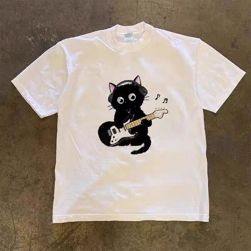 Japanese Brand × Vintage Street Hip Hop Guitar Playing Cat L Short Sleeve T-Shirt Size US L / EU 52-54 / 3 - 1 Thumbnail