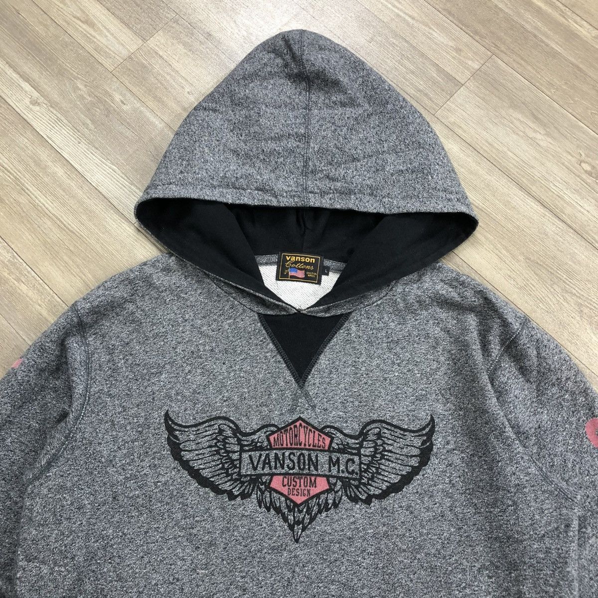 Vanson Leathers 2000s Vanson Leather Spellout Motorcycle Pullover Hoodie Size US L / EU 52-54 / 3 - 3 Thumbnail