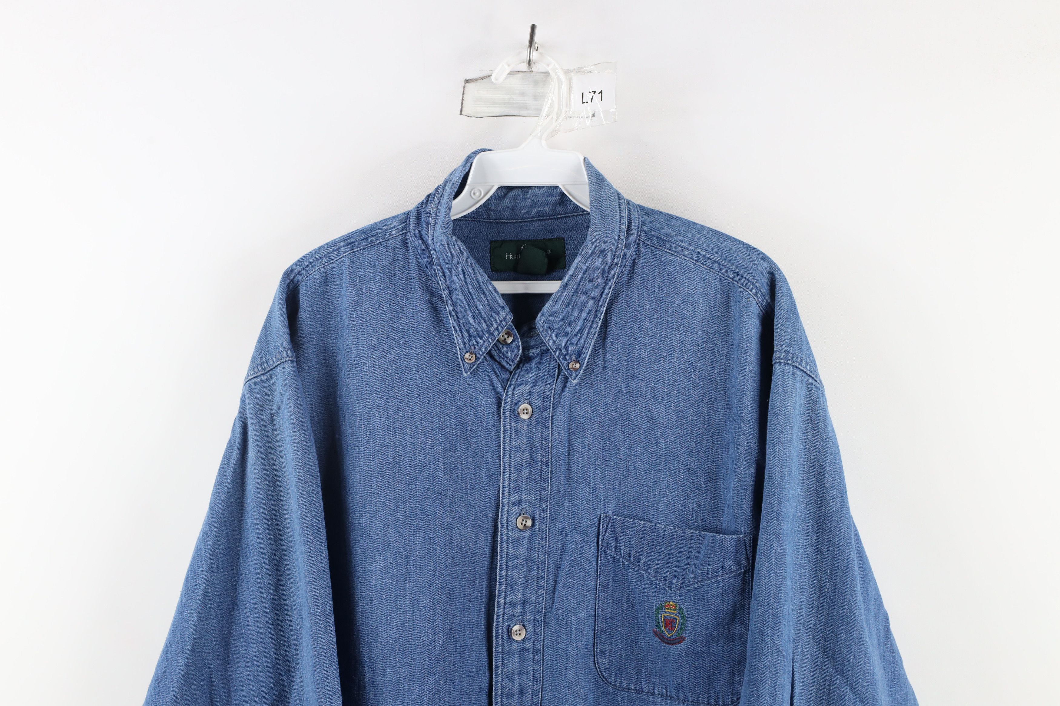 Vintage Vintage 90s Streetwear Denim Jean Button Down Shirt Blue Size US XL / EU 56 / 4 - 2 Thumbnail