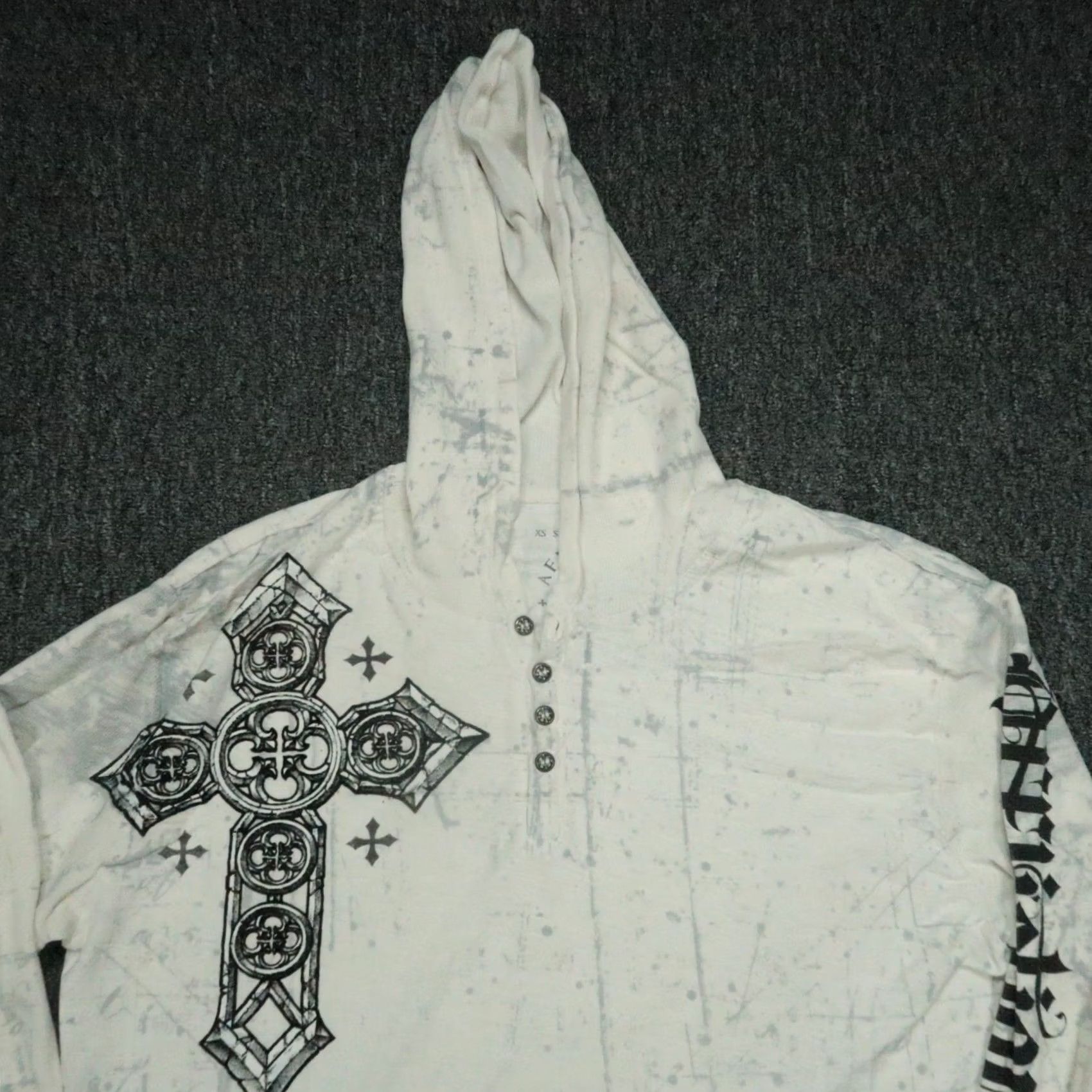 Affliction VINTAGE Affliction Hoodie Men XL White Gray Pullover Cross Wings Y2K Mens Hoodie XL White Cross Wings 90s 2000s Size US XL / EU 56 / 4 - 2 Thumbnail