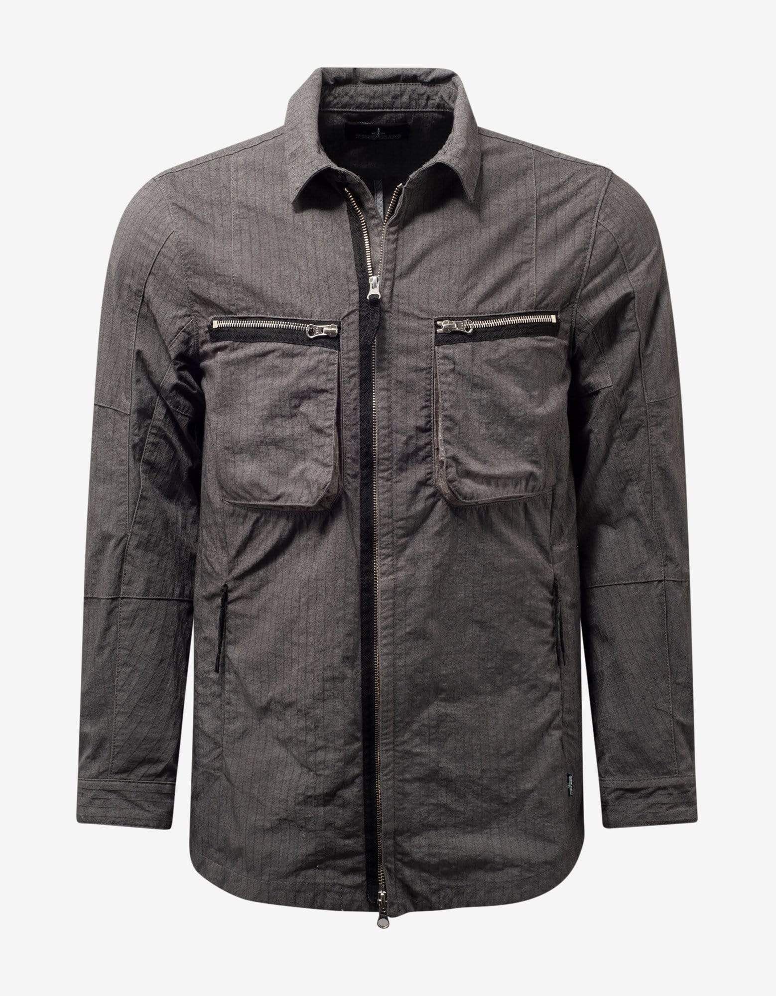 image of Stone Island Shadow Project Grey Naslan Ripstop Overshirt, Men's (Size Large)