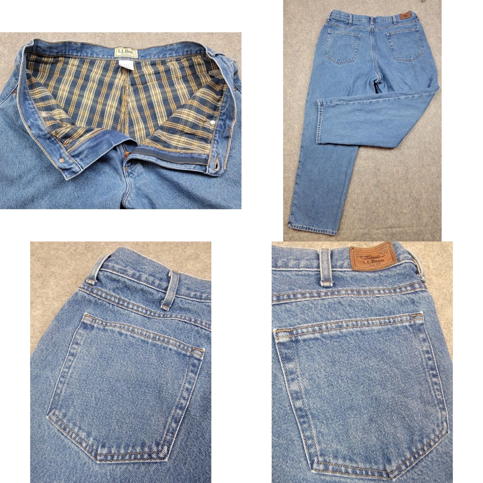 Vintage LL Bean Jeans Mens 38x29 Blue Medium Wash Flannel Lined Relaxed Fit Outdoor Jeans Size US 38 / EU 54 - 8 Thumbnail