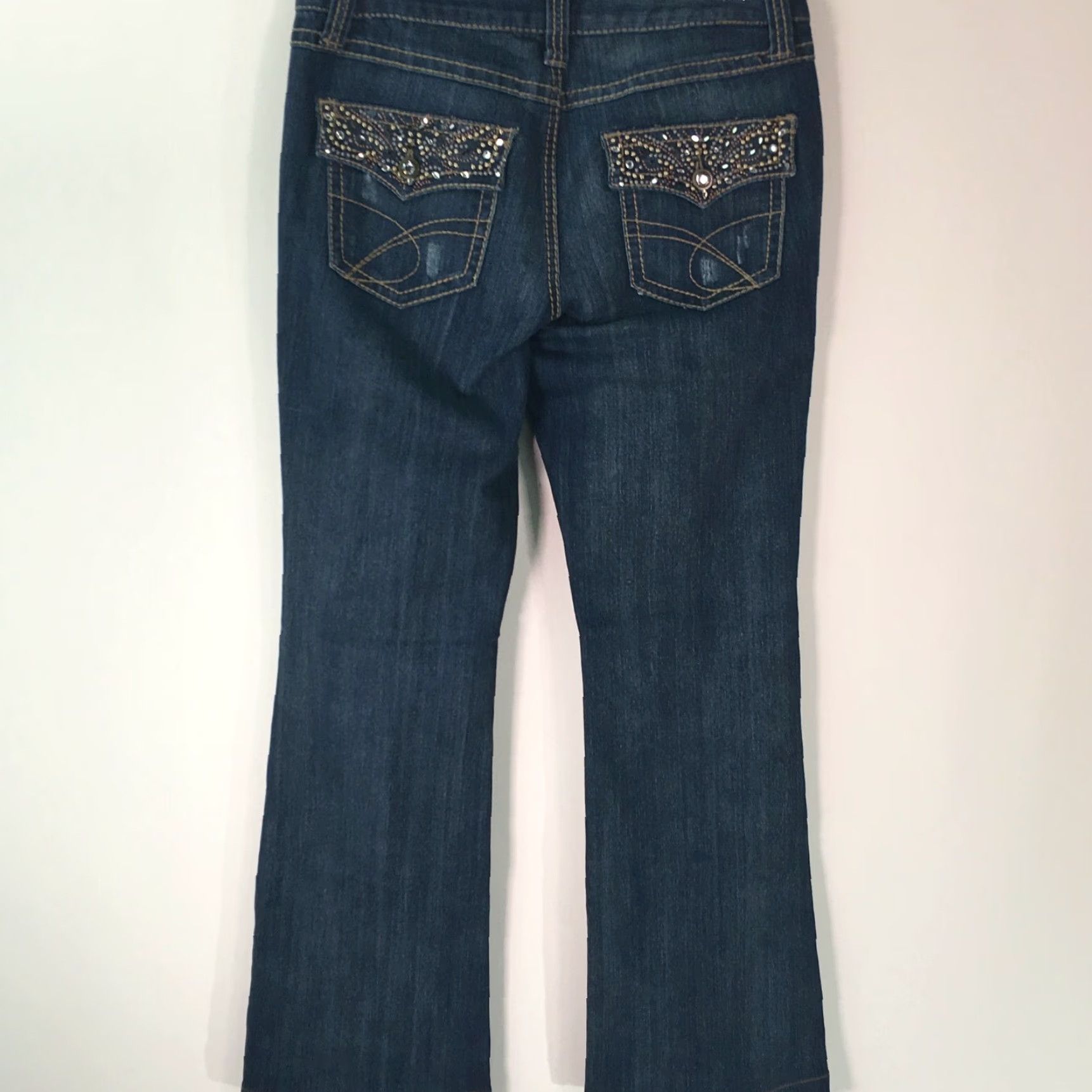 Vintage INC Denim Women Stretch Rhinestone Pocket Regular Fit Boot Leg Blue Jeans Size 6 Size 28" / US 6 / IT 42 - 2 Thumbnail