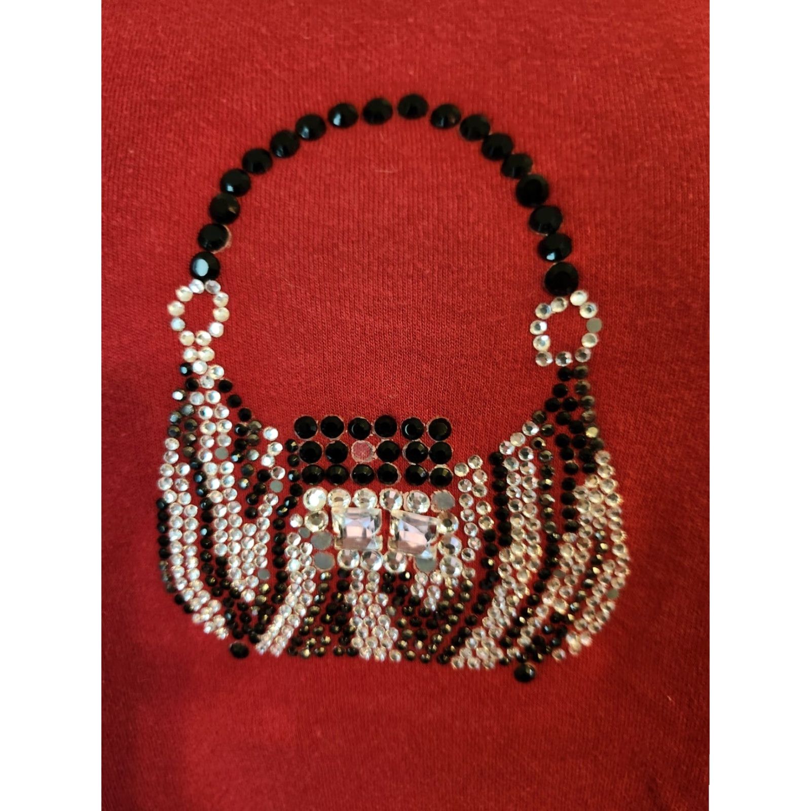 Quacker Factory Quacker Factory Red Rhinestone Purse Design 3/4 Sleeve Casual Top Shirt 3X Plus Size XXL / US 16-18 / IT 52-54 - 2 Thumbnail