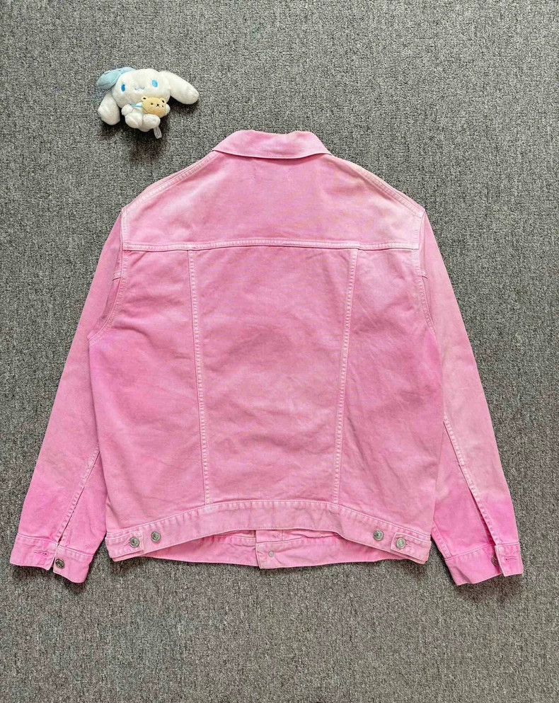 Balenciaga Balenciaga Pink embroidered monogrammed logo denim jacket 2 Size XXS / US 00 / IT 34 - 2 Thumbnail