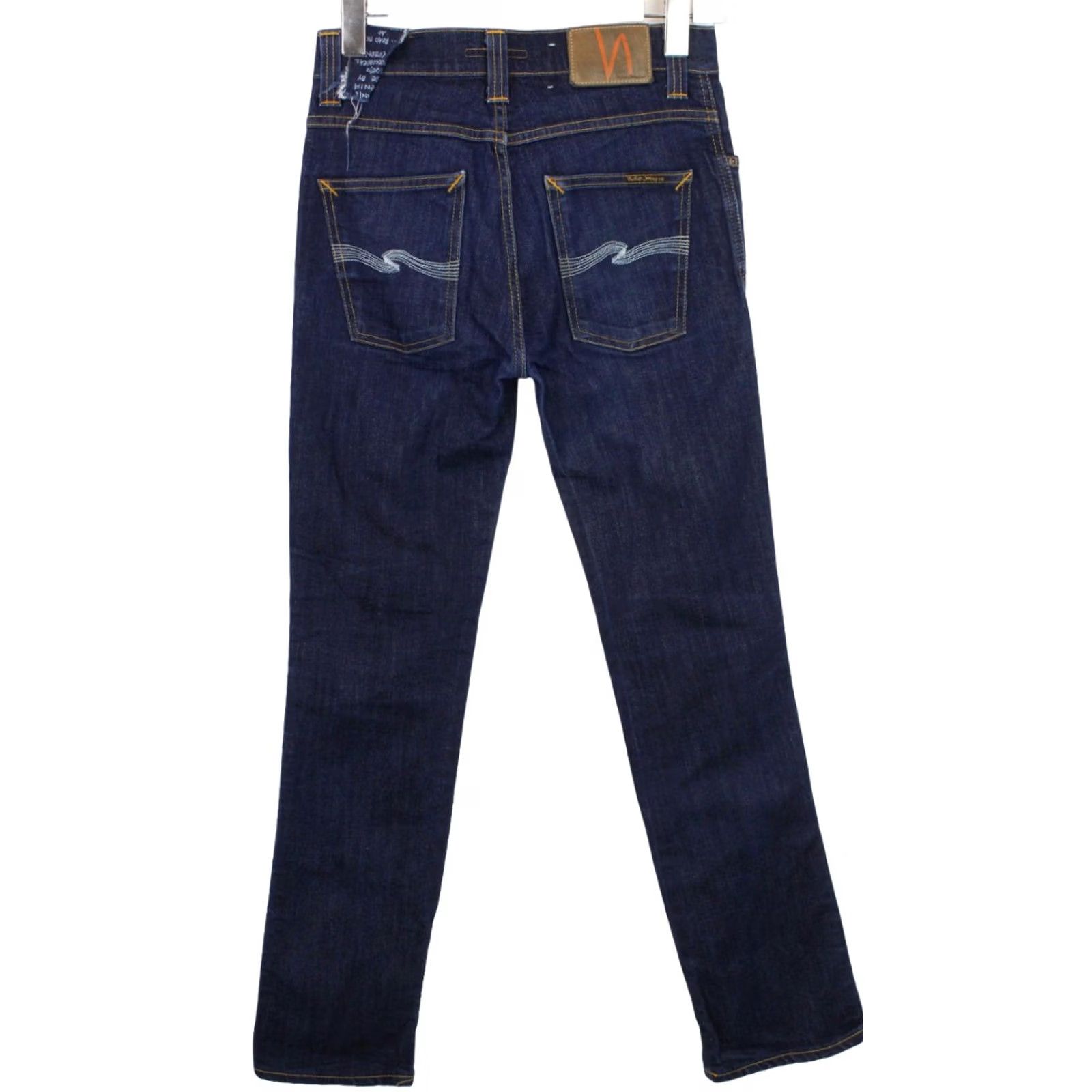 Vintage NUDIE Slim Jim Organic Dry Ecru Embo Jeans W30/L32 Fade Effect Zip Dark Mens Size US 30 / EU 46 - 2 Thumbnail