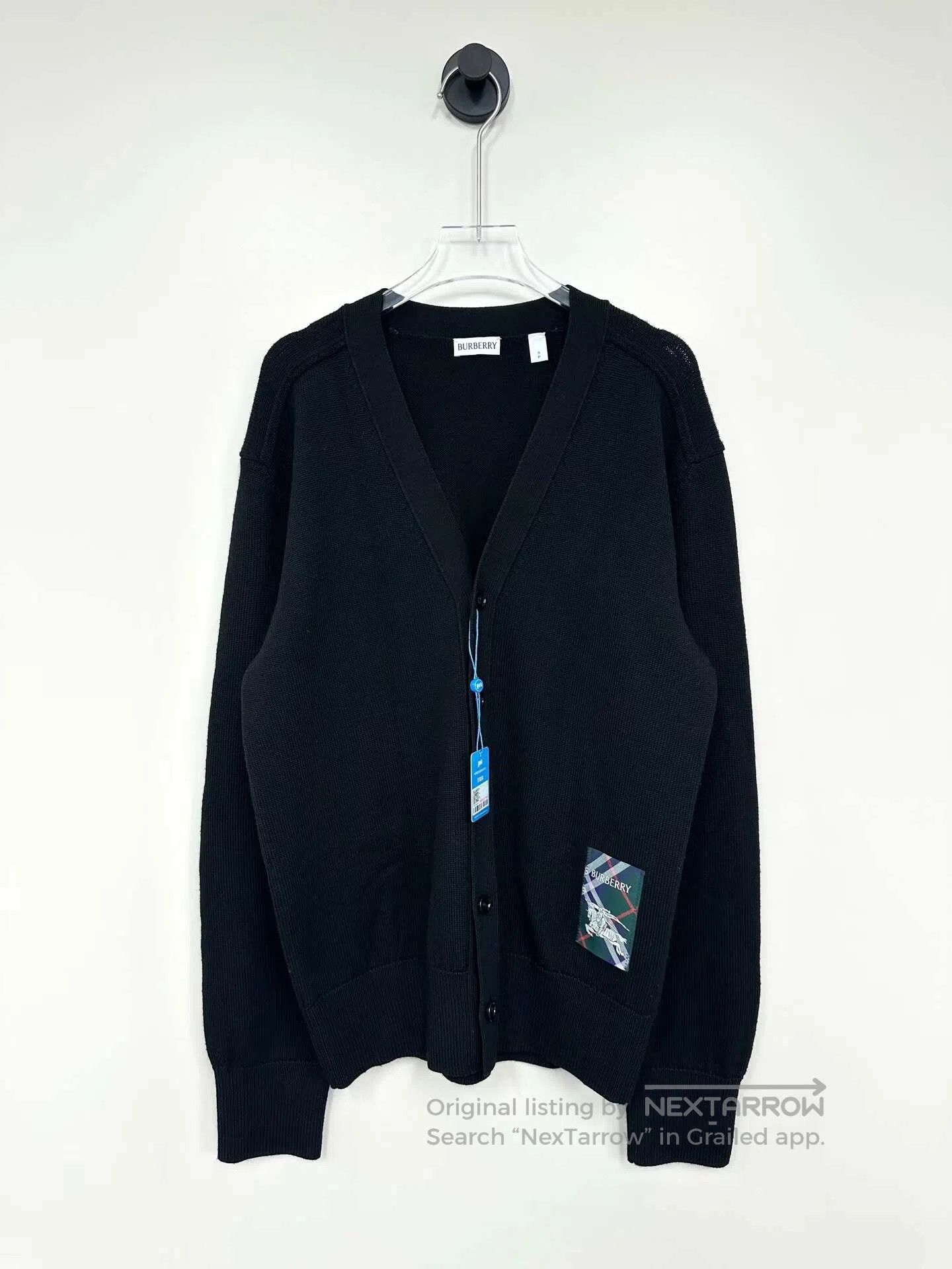 Burberry Burberry Black Battle Horse Plaid Tag Logo Wool Knit Cardi Size US S / EU 44-46 / 1 - 1 Thumbnail