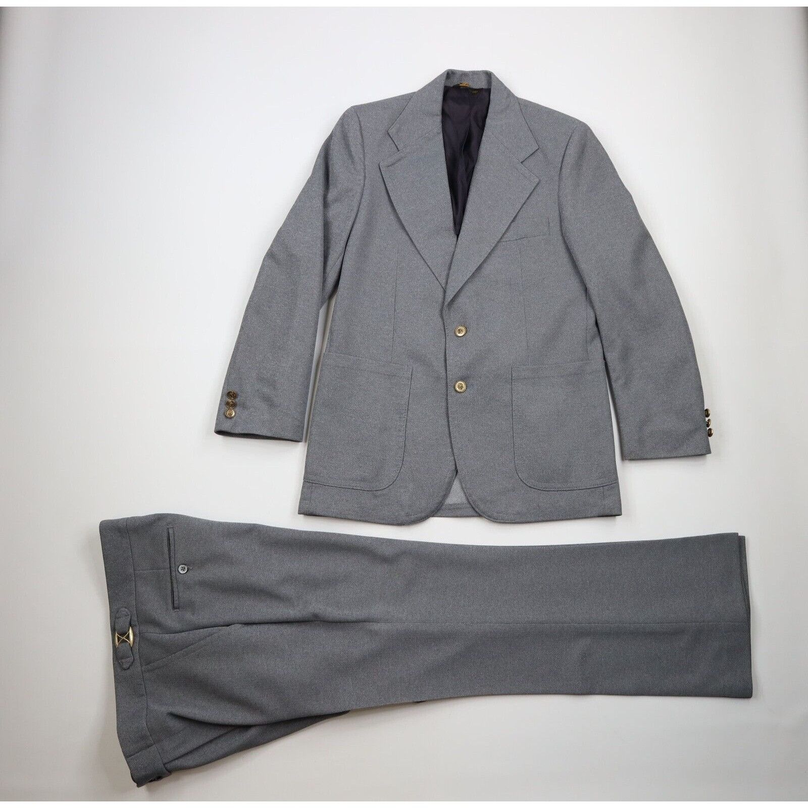 Vintage Vintage 70s Streetwear 2 Piece Knit Suit Bell Bottoms Size 40R - 1 Thumbnail