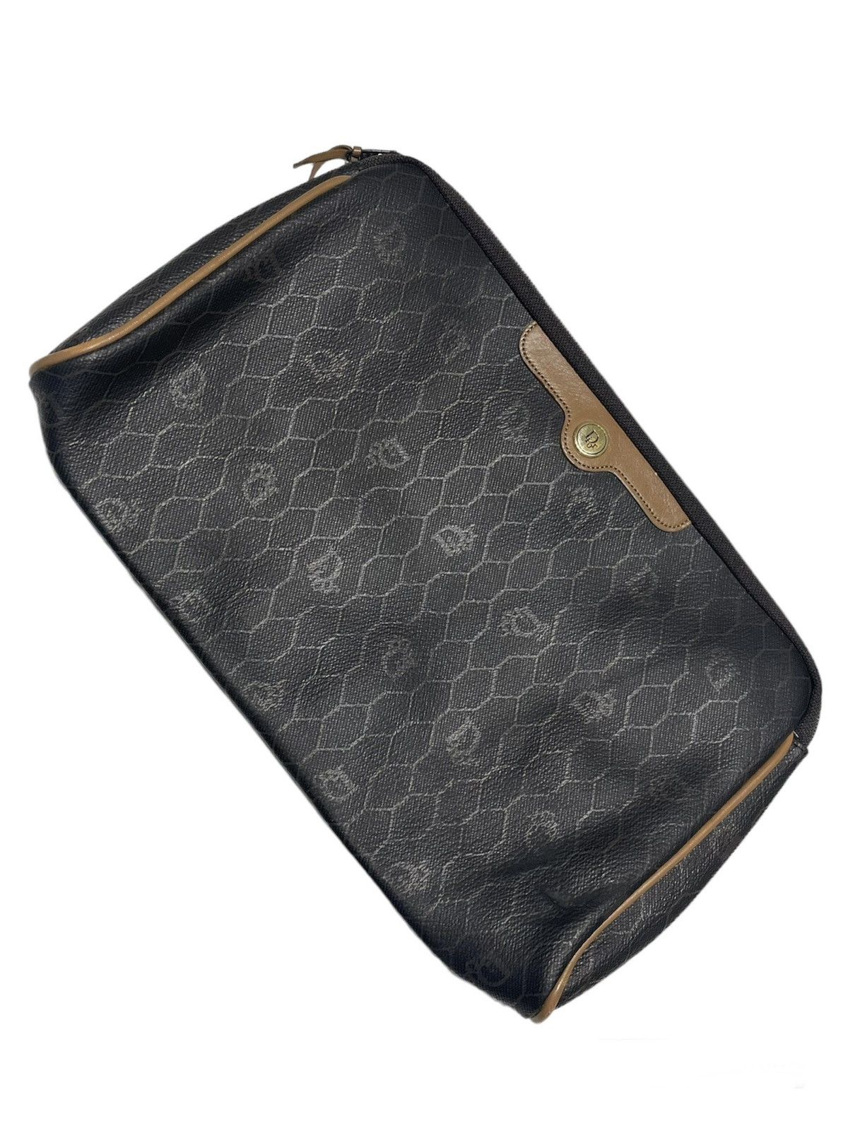 Dior 1990 - Dior Honey Comb Monogram Leather Clutch Bag Size ONE SIZE - 2 Thumbnail