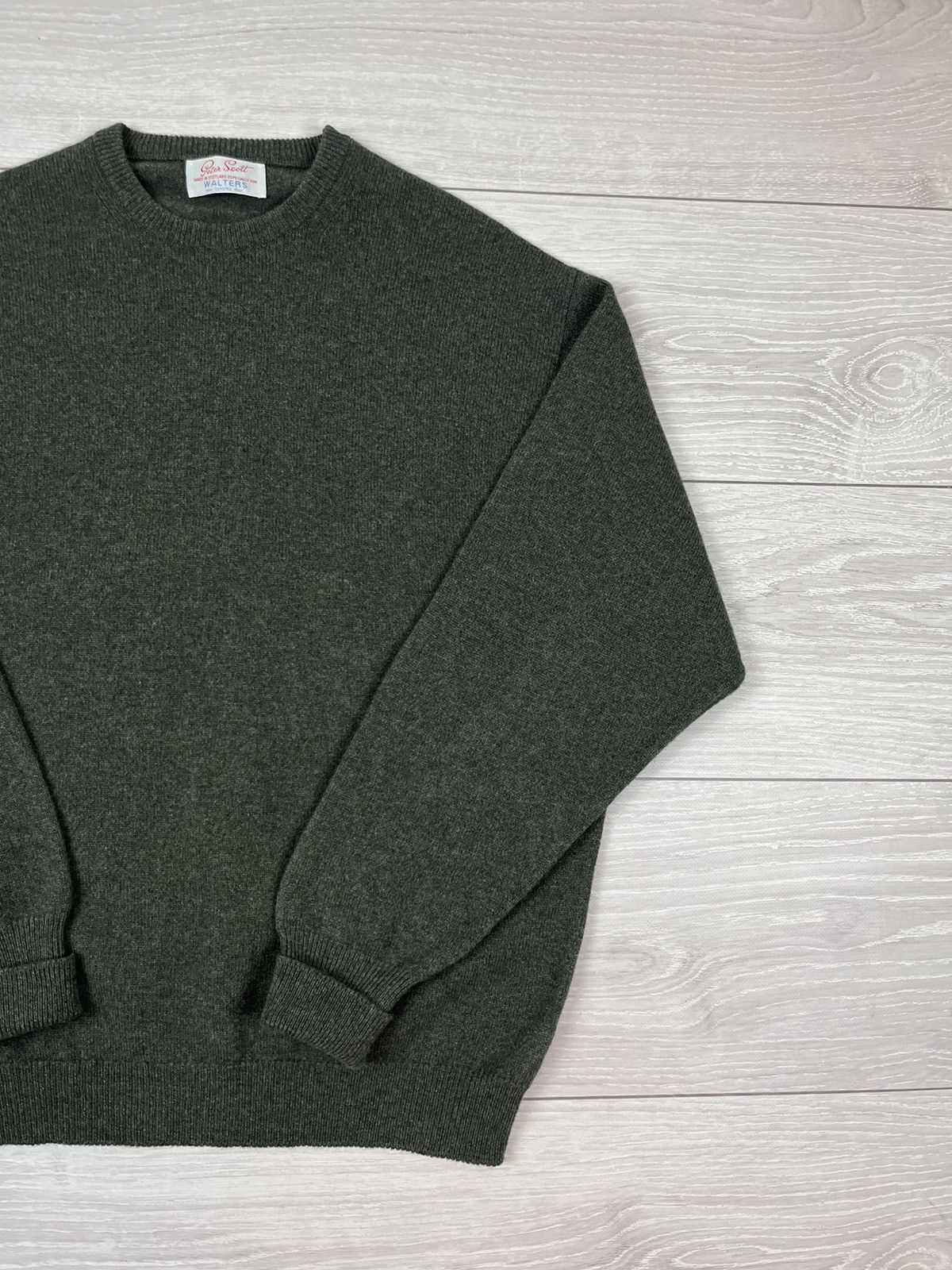 Vintage Peter Scott Walters Oxford Green Wool Knit Sweater Size US L / EU 52-54 / 3 - 3 Thumbnail