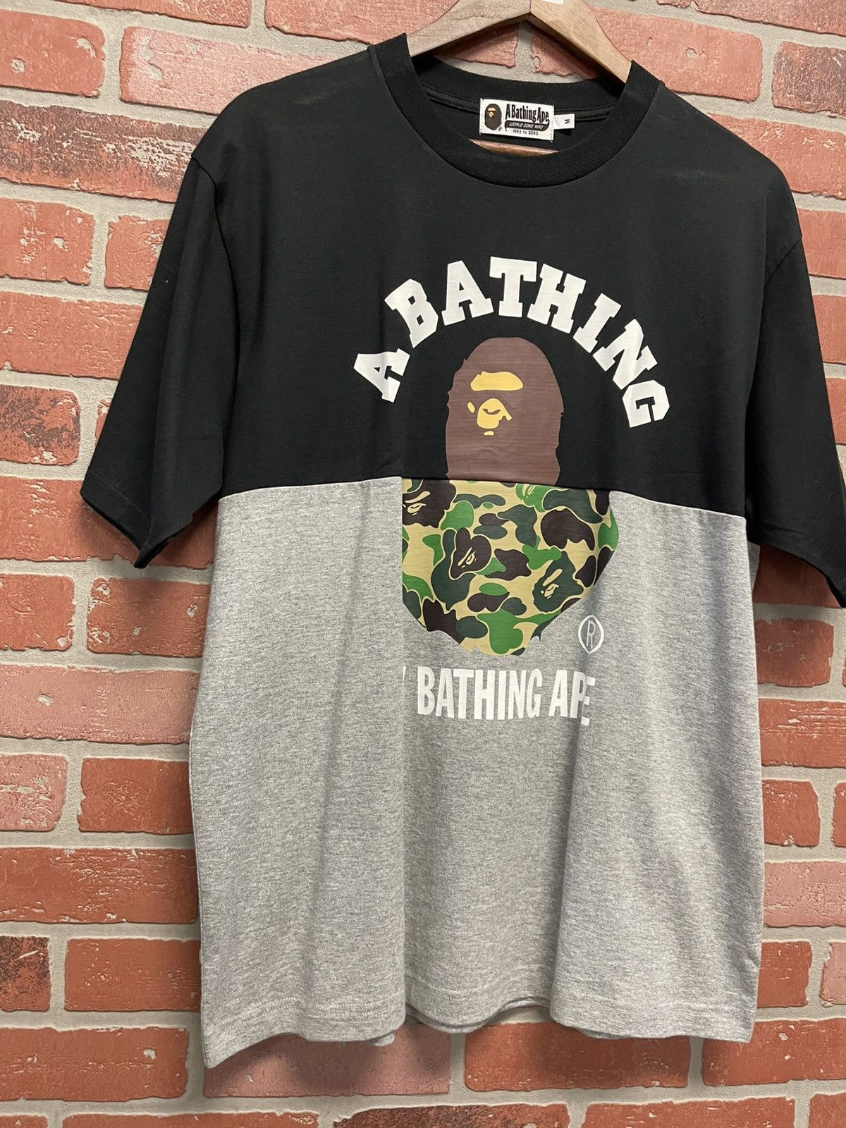 Bape Size M - Bape College Print Split Tee Grey/Black NEW Size US M / EU 48-50 / 2 - 2 Thumbnail