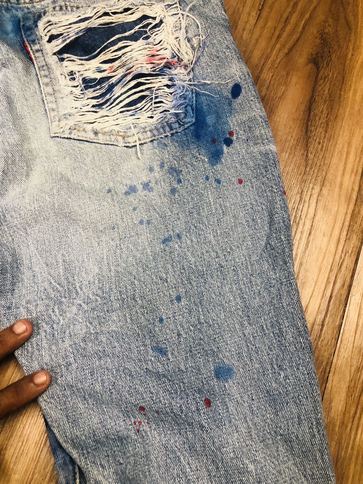 Japanese Brand RNA Inc. Vintage Ripped Jeans | Paint Splatter Denim (38) Size US 33 - 19 Thumbnail