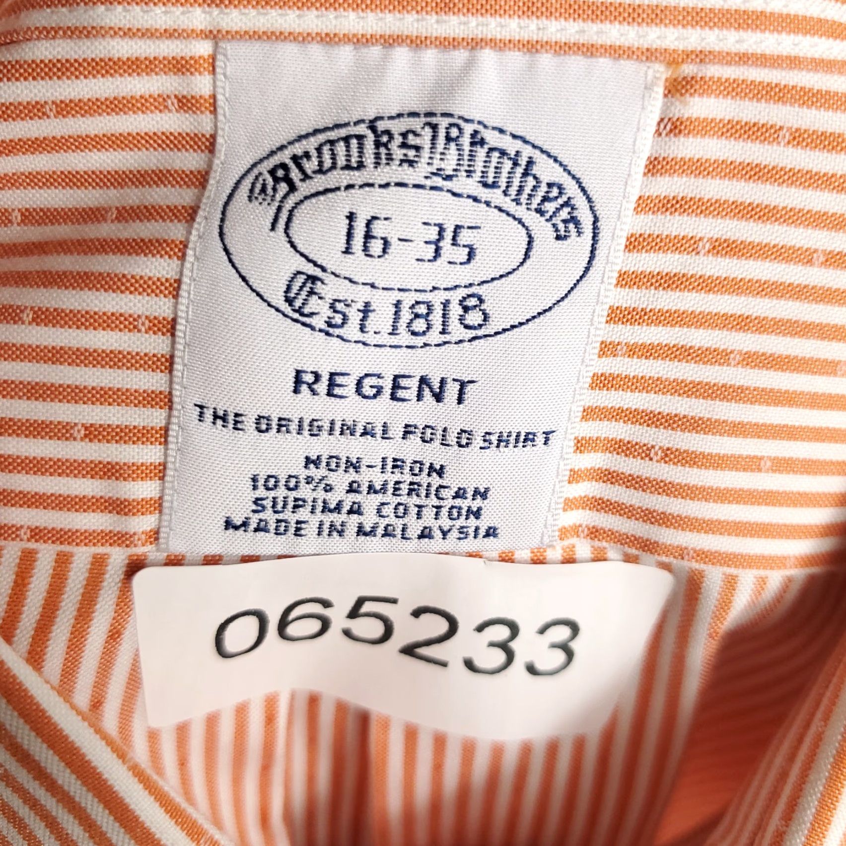 Brooks Brothers Brooks Brothers Shirt Mens 16 Orange Striped Regent Dress Button Up Long Sleeve Shirt Size 42R - 7 Thumbnail