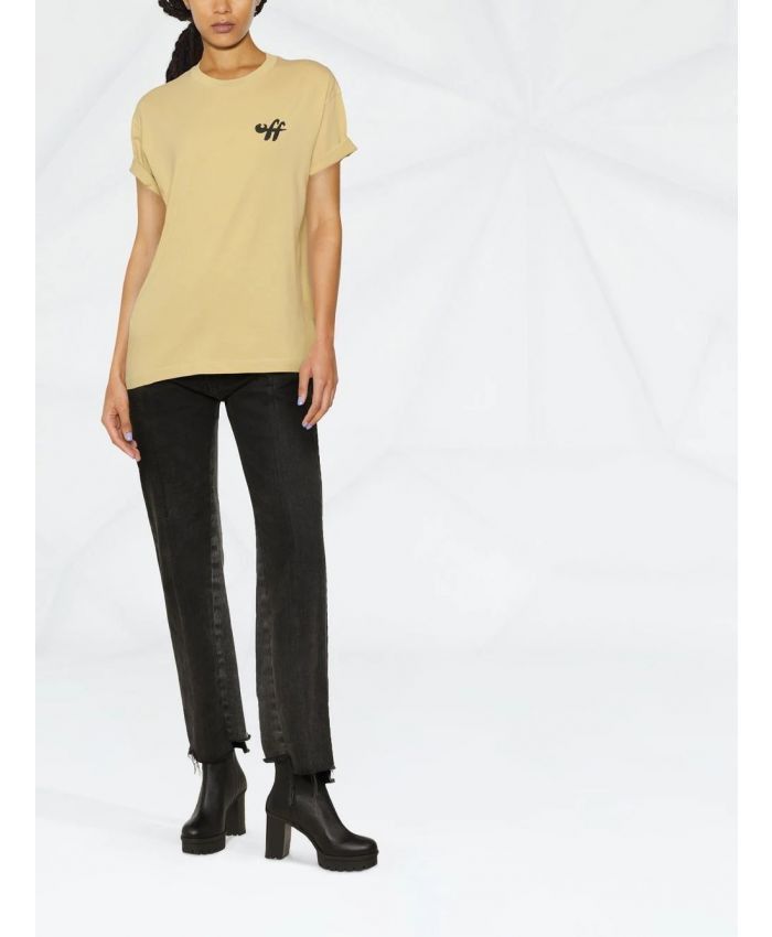 Off-White o1mle0425 Zebra Arrow Cropped T-Shirt in Camel Size XS / US 0-2 / IT 36-38 - 4 Thumbnail