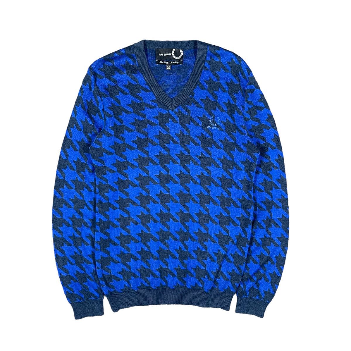 Raf Simons Raf Simons Fred Perry Houndstooth V Neck Sweater Size US S / EU 44-46 / 1 - 1 Thumbnail