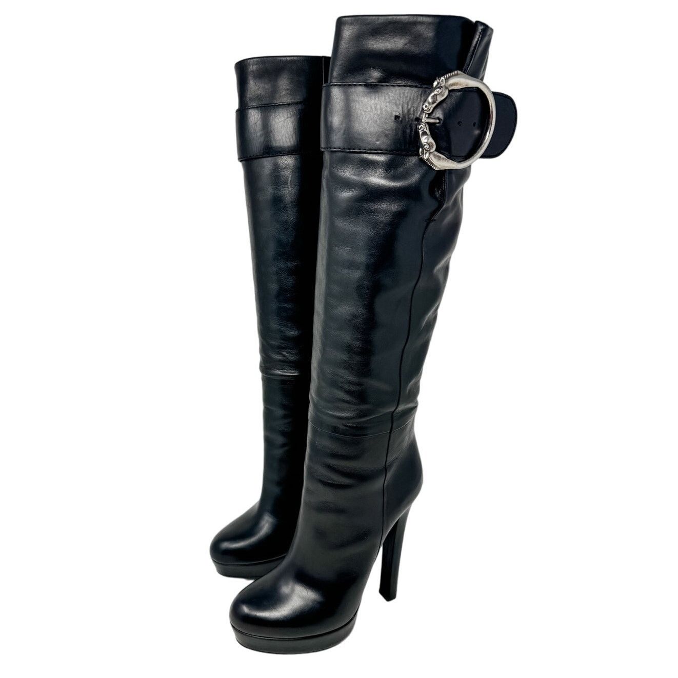 Gucci Gucci Josephine Black Horsebit Knee High Boots size 38.5 Size US 8.5 / IT 38.5 - 16 Thumbnail