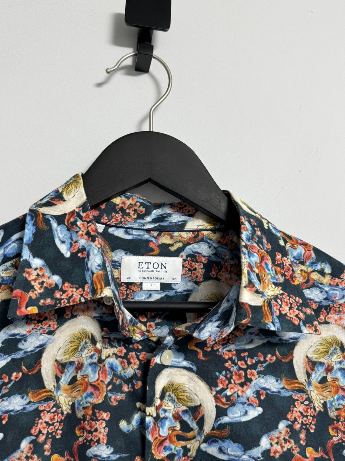 Eton Eton Mens AOP Gin Japanese Style Signature Twill Button Size US L / EU 52-54 / 3 - 5 Thumbnail