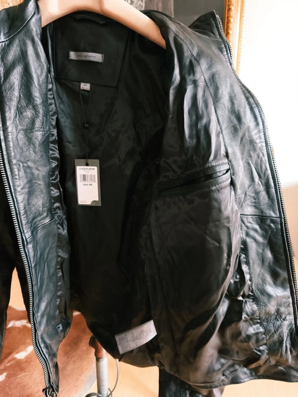John Varvatos John Varvatos Crinkled Slim Fit Leather Jacket Black Size US S / EU 44-46 / 1 - 9 Thumbnail
