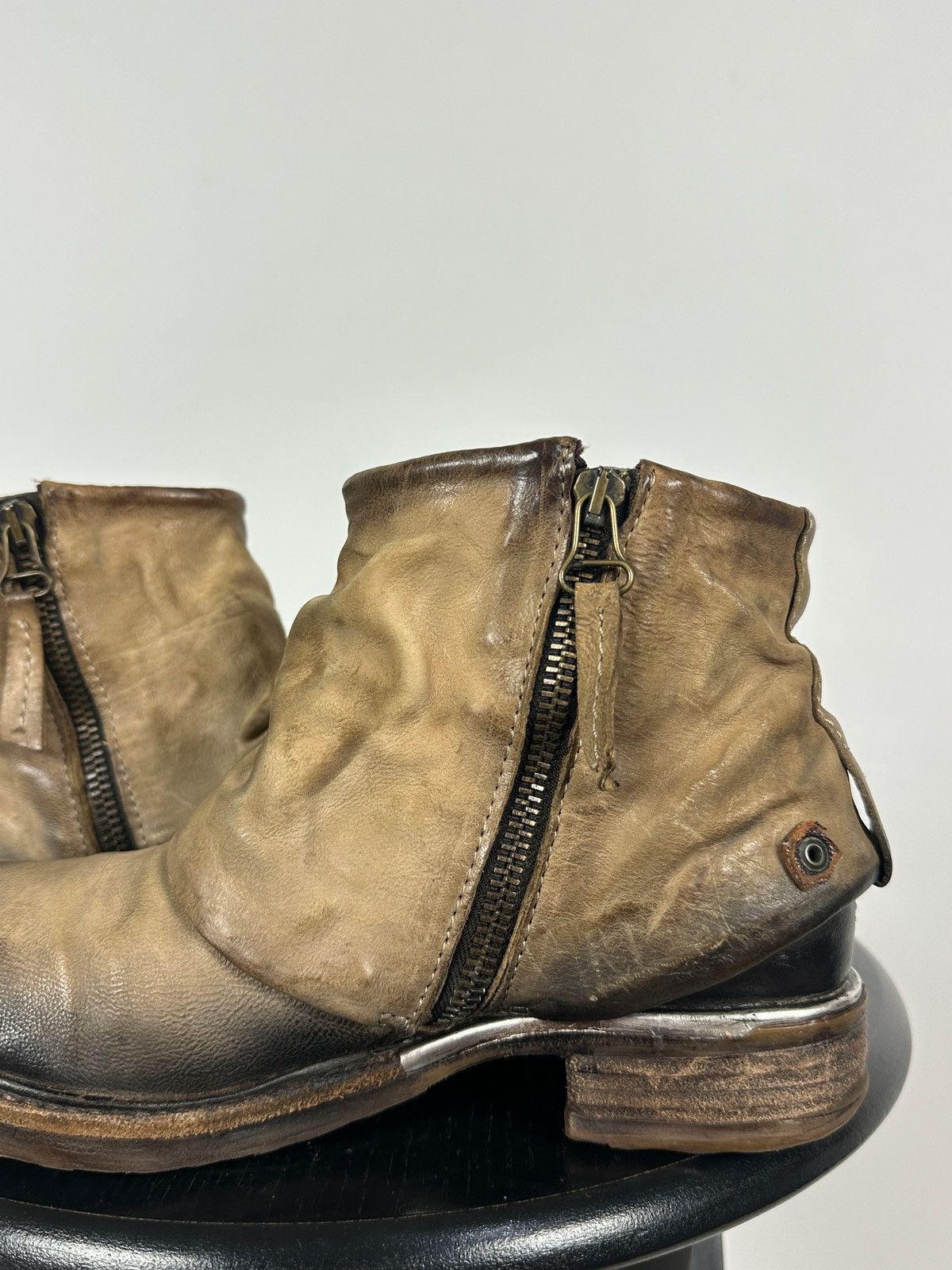 A.S.98 A.S.98. Airstep Distressed Leather Biker Ankle Boots Size US 6 / IT 36 - 19 Thumbnail