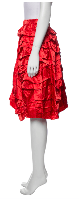 Comme des Garcons Comme des Garçons vibrant red satin tiered ruffle midi skirt Size 26" / US 2 / IT 38 - 2 Thumbnail