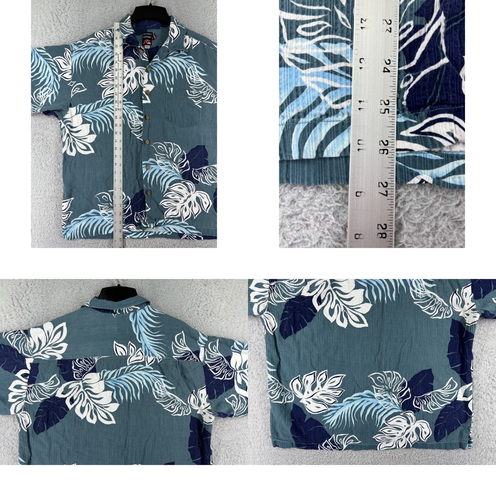 Quiksilver VINTAGE Quiksilver Shirt Men L Blue Palm Leave Hawaiian 100% Rayon Edition Size US L / EU 52-54 / 3 - 9 Thumbnail