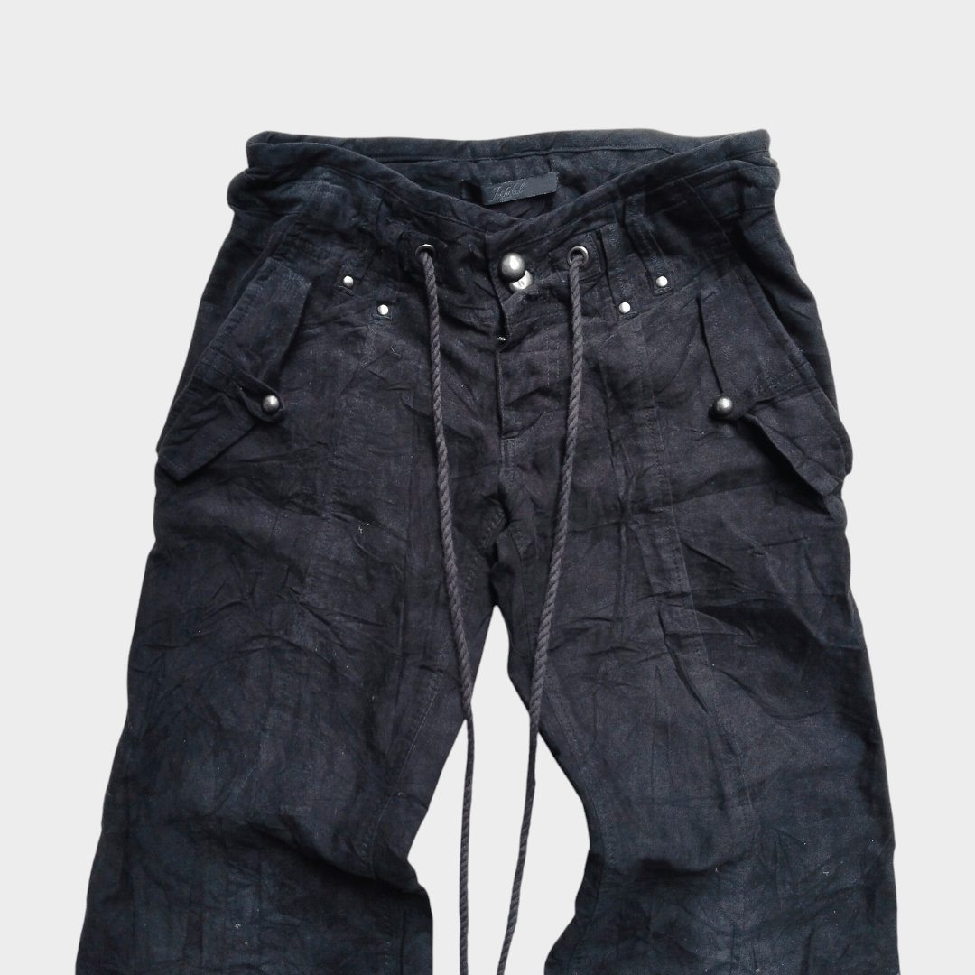 14th Addiction × If Six Was Nine × Le Grande Bleu (L.G.B.) Jet label velvet drawstring flare pant Size US 29 - 3 Thumbnail