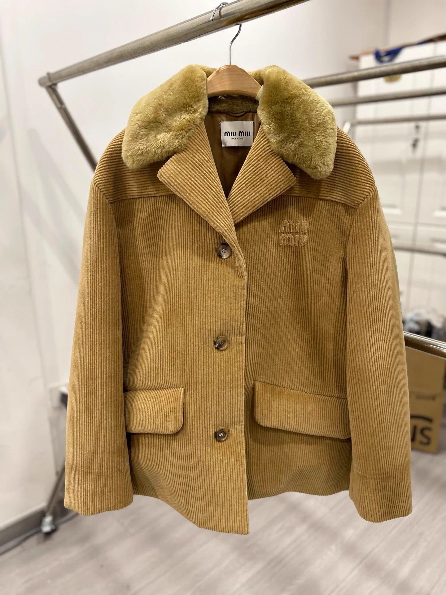 Miu Miu MIU MIU FW Runway Khaki Corduroy Lapel Jacket 40 Vintage Size S / US 4 / IT 40 - 1 Thumbnail