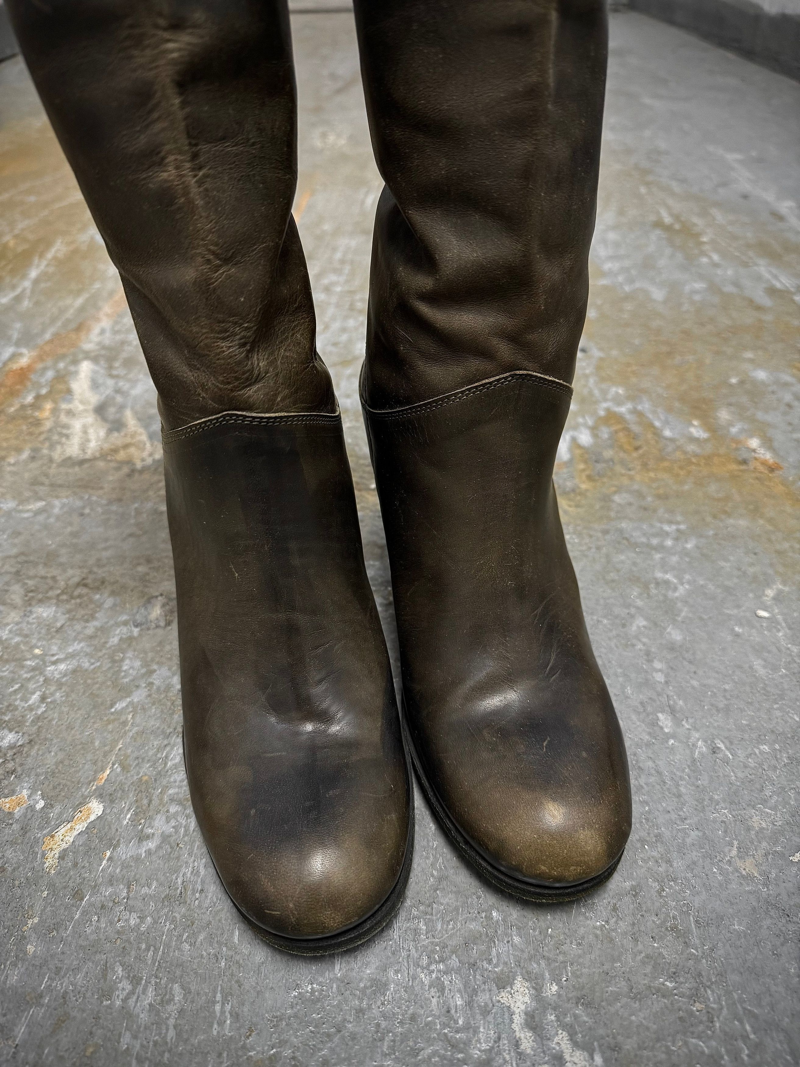 Ma+ Ma+ Ivy Green Tall Back Zip Calf Leather Boots Size US 5 / EU 37 - 5 Thumbnail