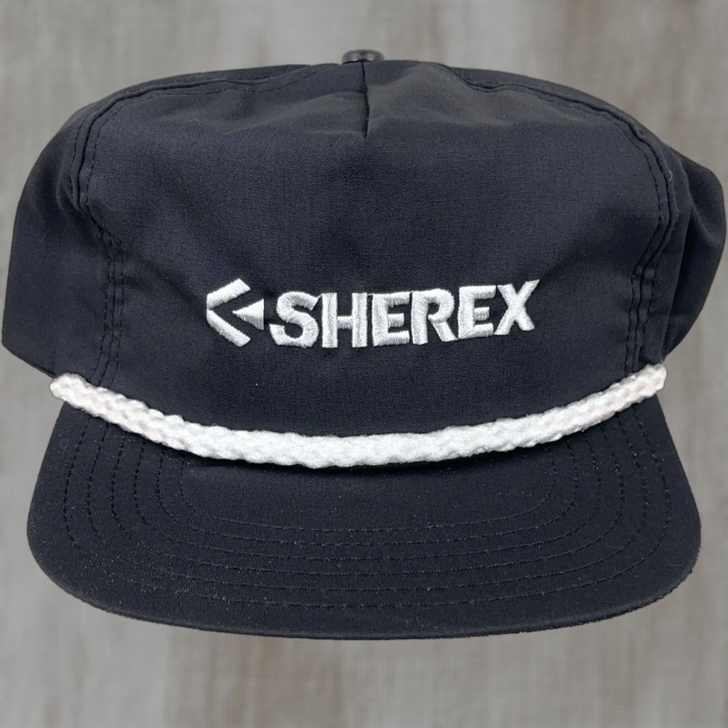 Vintage VINTAGE Sherex Trucker Hat Cap SnapBack Black Adjustable Cotton Twill 80s 90s American Style Mens Cap Size ONE SIZE - 1 Thumbnail
