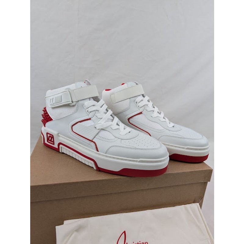 Christian Louboutin o1rshd1 Astroloubi Mid Flat Sneakers in White/Loubi Size US 13 / EU 46 - 2 Thumbnail