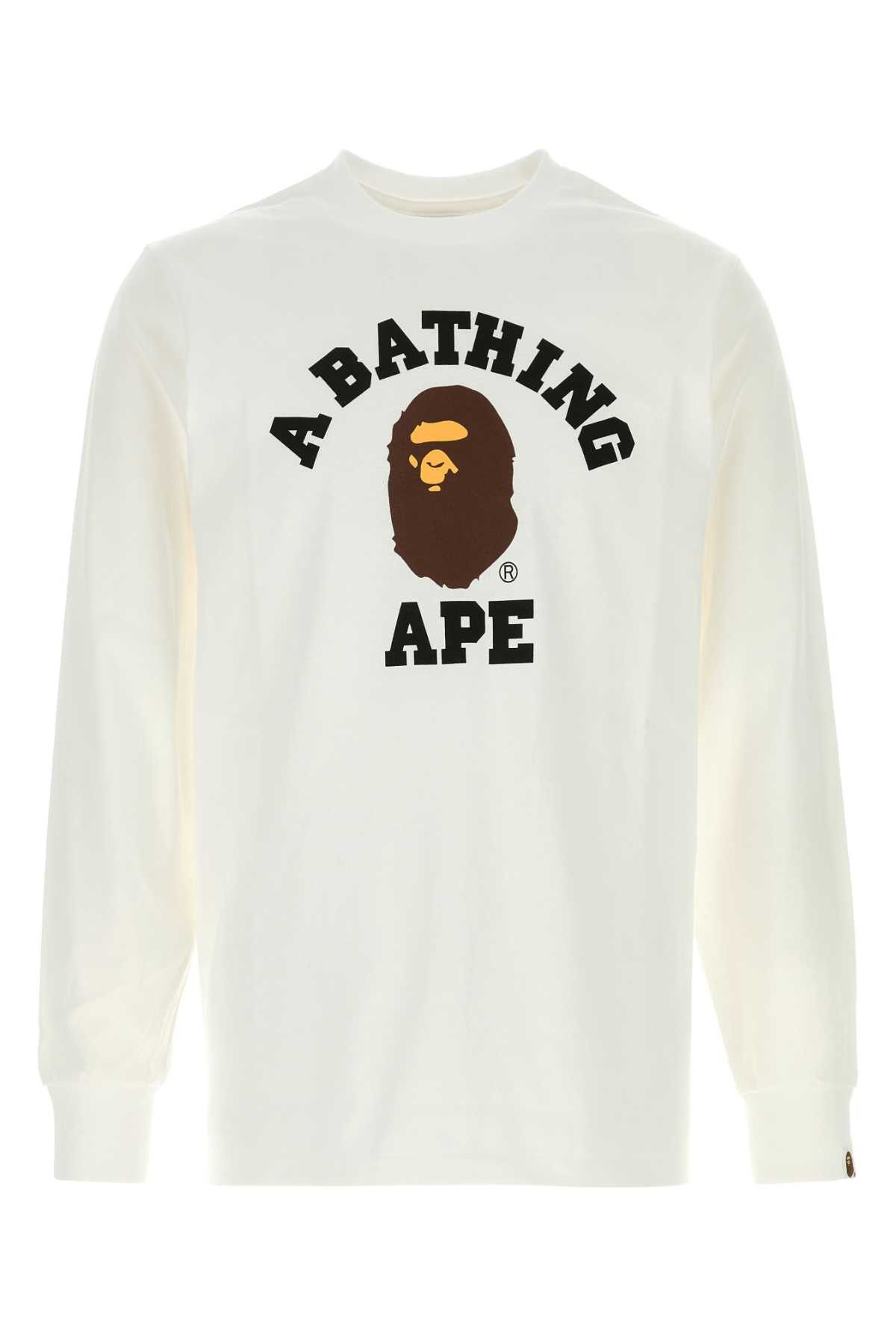 Bape White Cotton College T-Shirt Size US M / EU 48-50 / 2 - 1 Thumbnail