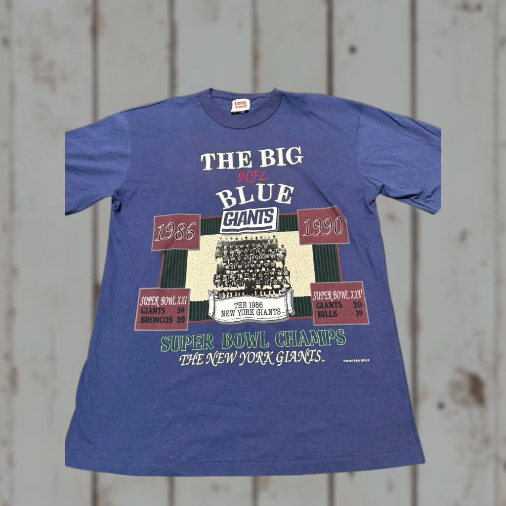 Vintage VINTAGE 90's Long Gone New York Giants Super Bowl Champs Blue T Shirt L USA Made Size US L / EU 52-54 / 3 - 1 Thumbnail