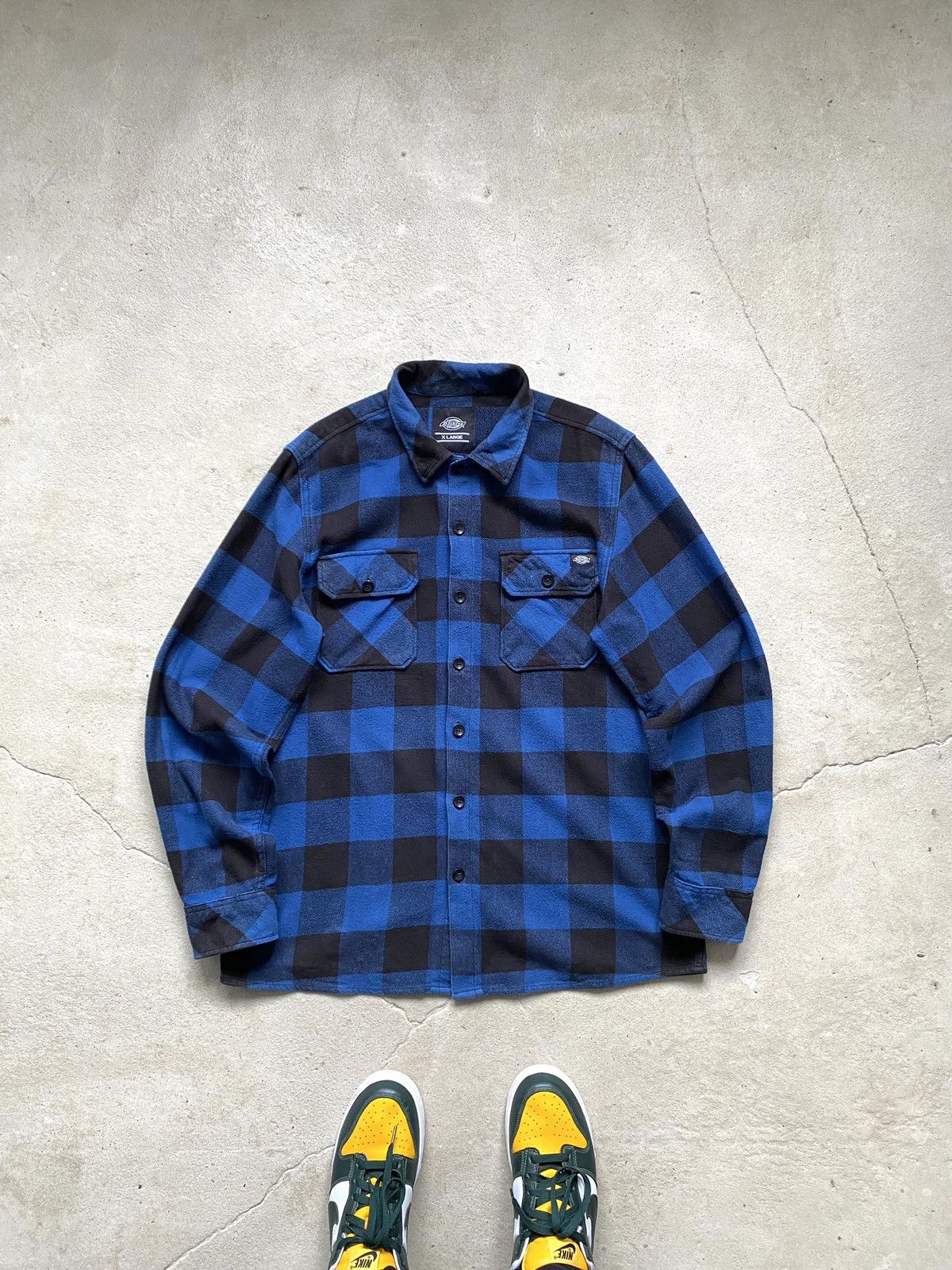 Dickies × Vintage Vintage Dickies Flannel Shirt Workwear Button Up Blue XLarge Size US XL / EU 56 / 4 - 1 Thumbnail