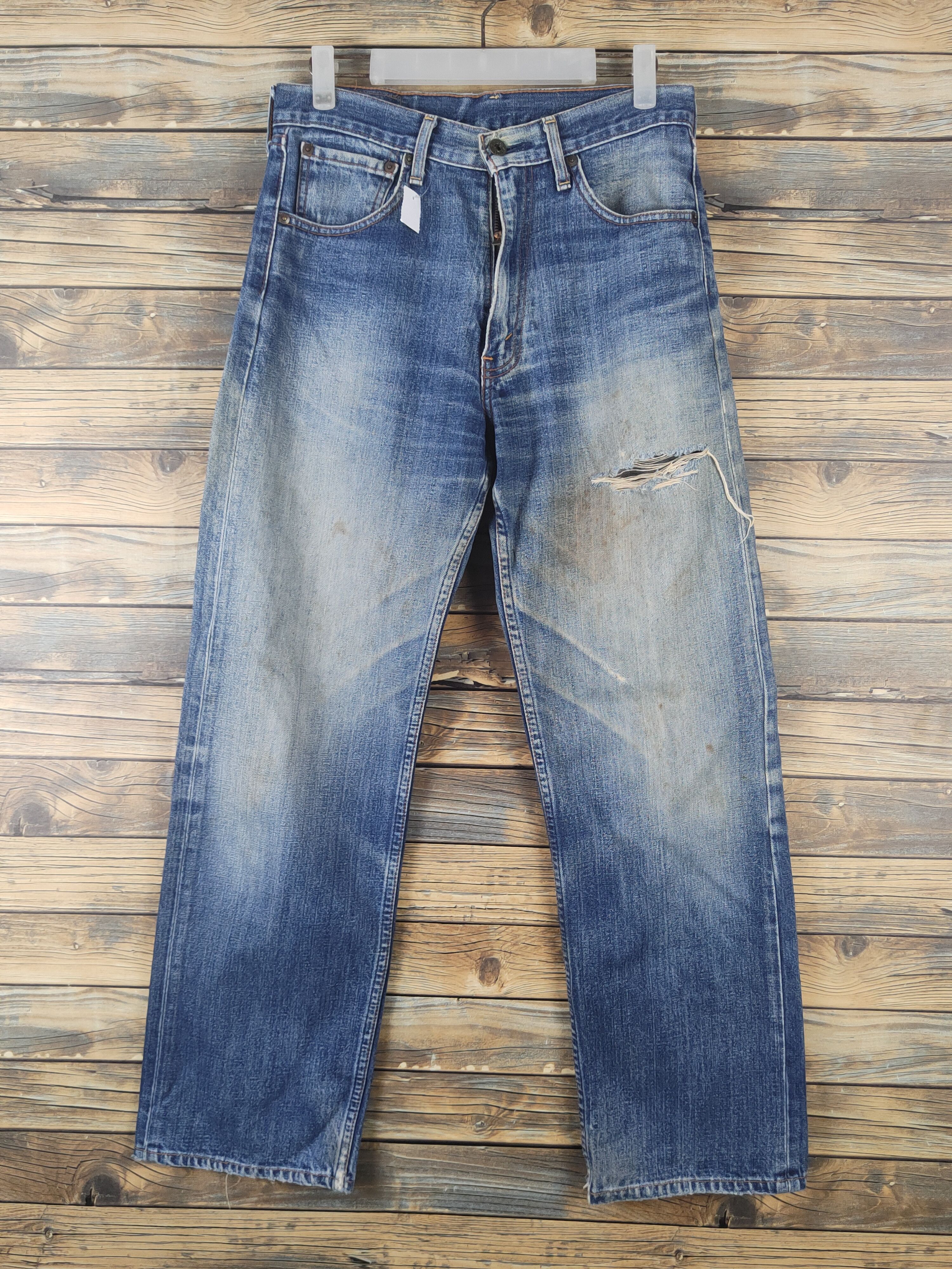 Levi's DL 503 Levi's Blue Distressed Ripped Denim Jeans #1639 Size US 30 / EU 46 - 1 Thumbnail