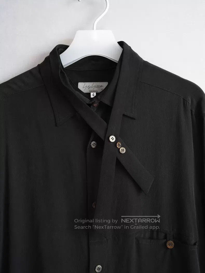 Yohji Yamamoto Yohji Yamamoto 24AW double collar ribbon silk shirt| Size US XL / EU 56 / 4 - 2 Thumbnail