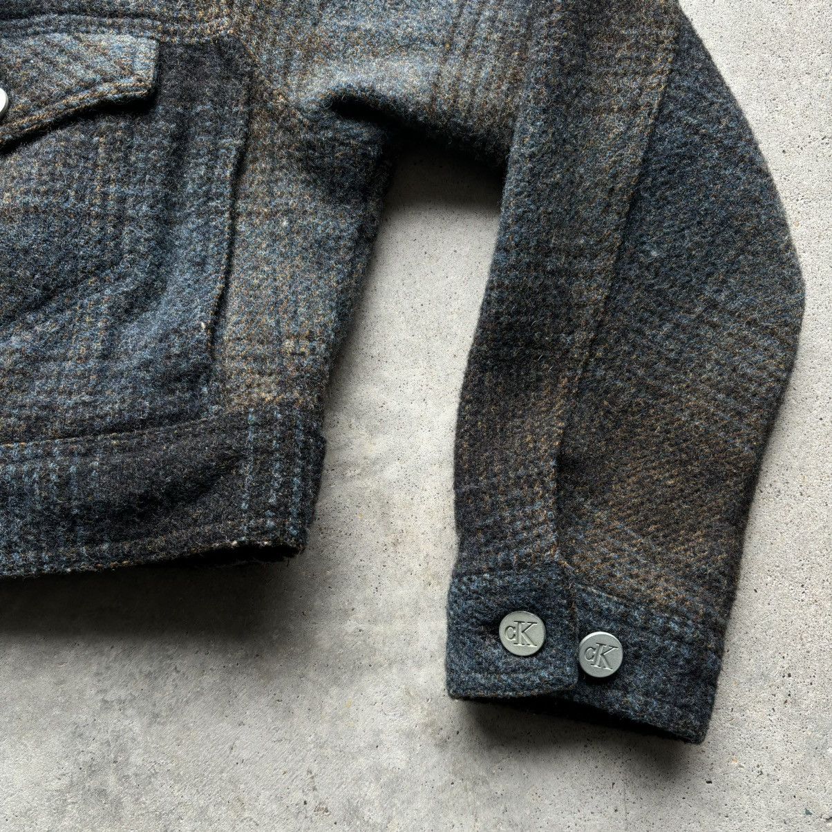 Calvin Klein × Vintage vintage 90s CALVIN KLEIN JEANS Plaid Wool Cropped jacket Size S / US 4 / IT 40 - 4 Thumbnail