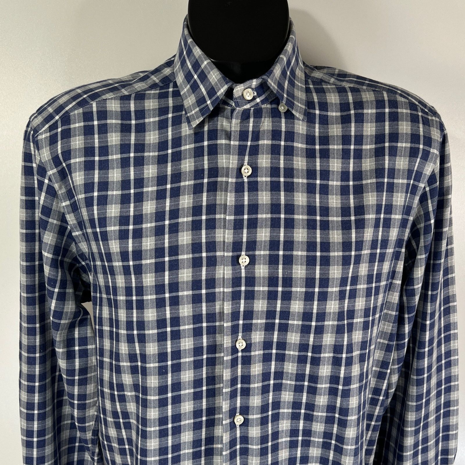 Other Marc Allen Clothiers Plaid Button Up Shirt Blue Size US M / EU 48-50 / 2 - 2 Thumbnail