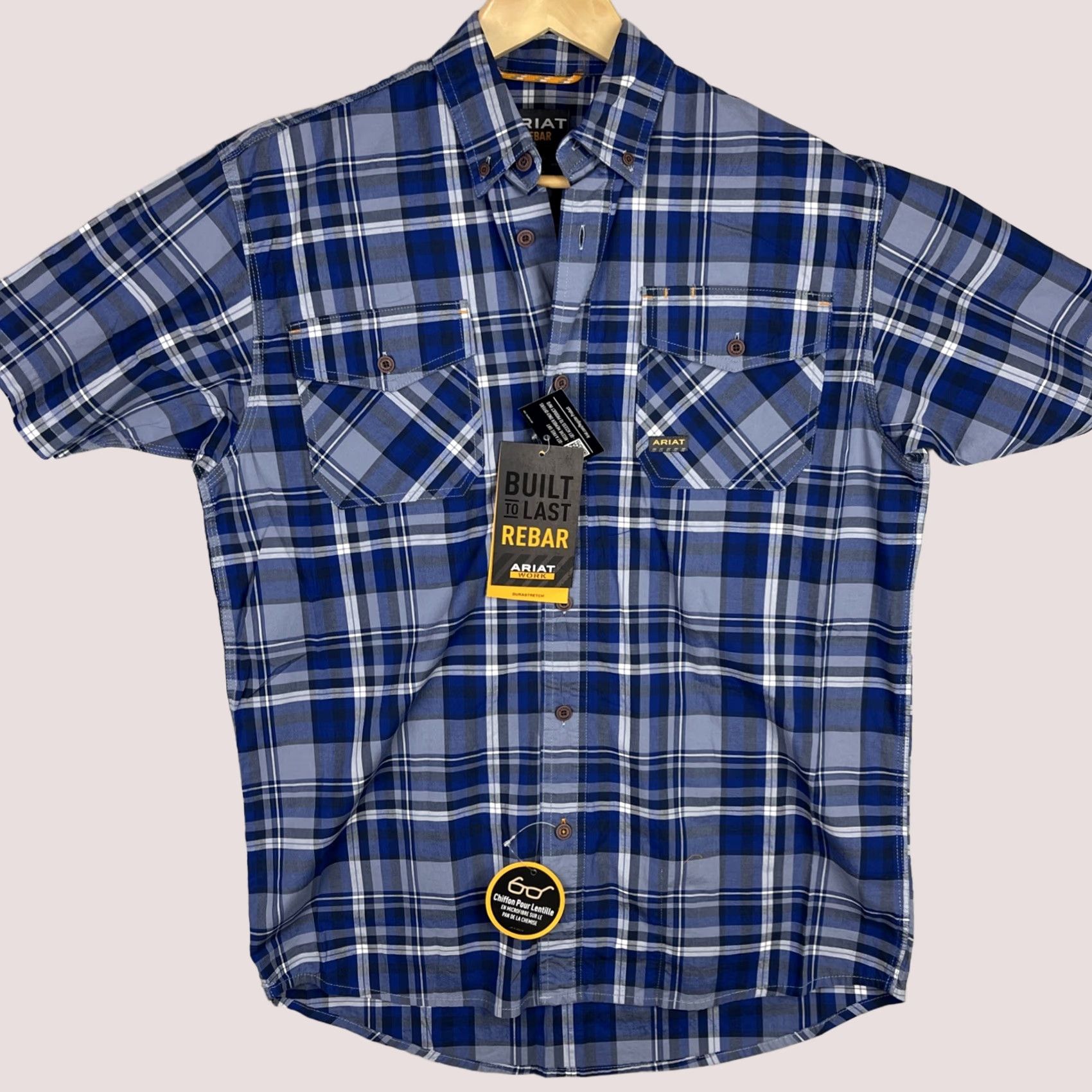 Ariat Ariat Rebar Shirt Mens Small Blue Plaid Durastretch Button Down Work Wear Pocket Size US S / EU 44-46 / 1 - 1 Thumbnail