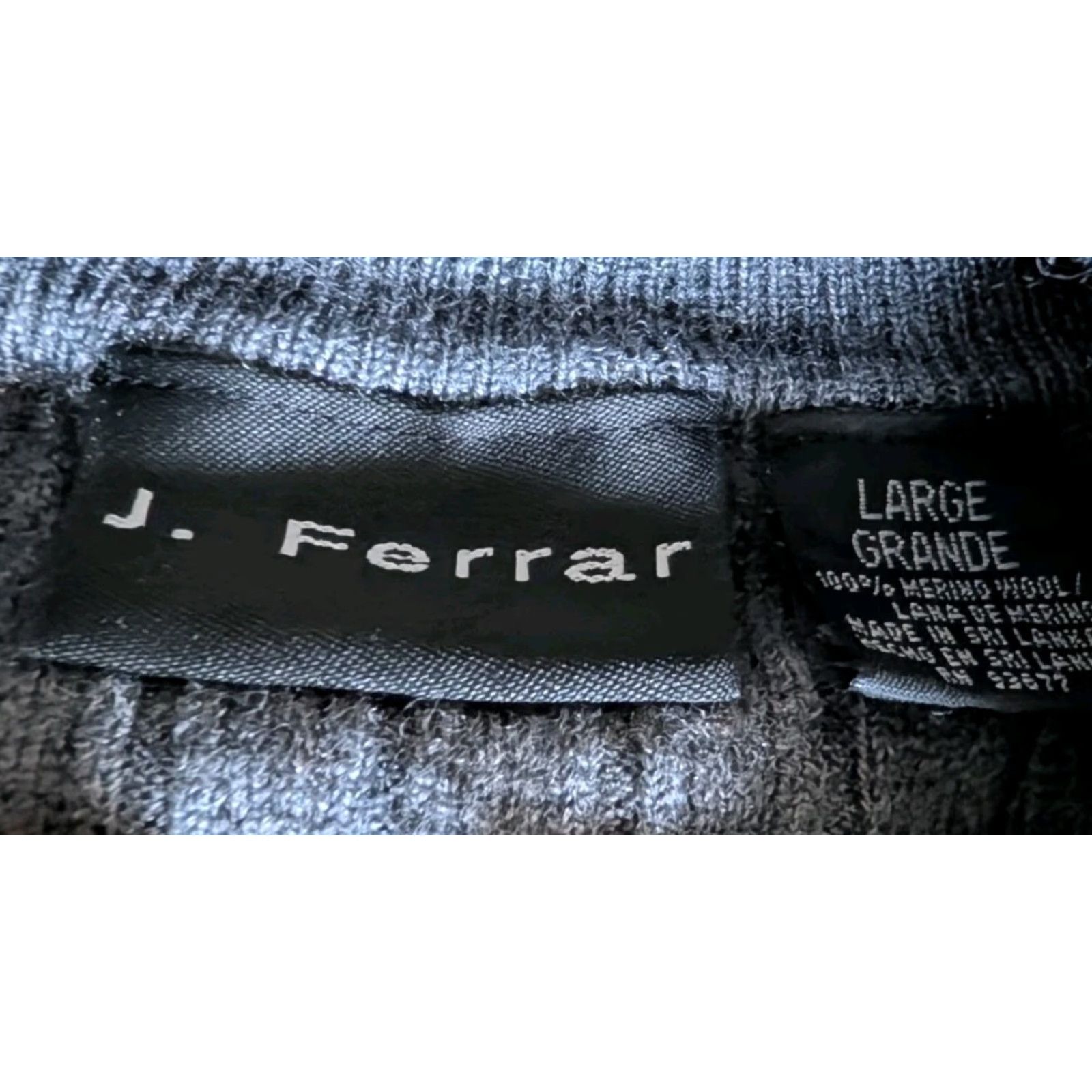 Vintage J. Ferrar Men's Sweater Merino Wool L Gray Crew Neck Pullover Long Sleeve Size US L / EU 52-54 / 3 - 6 Thumbnail
