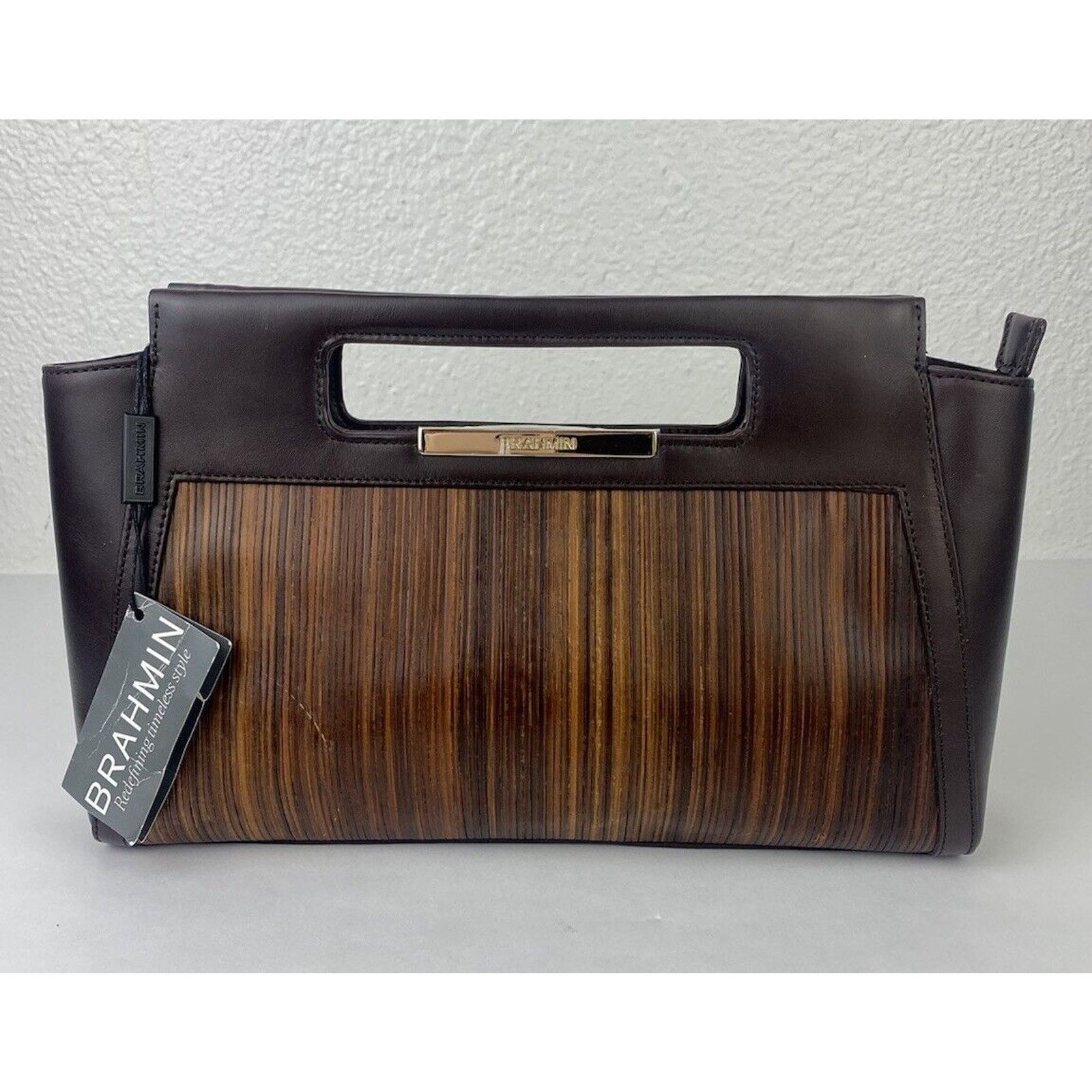 BRAHMIN NWT Brahmin Lenox Brown Balsa Textured Leather Clutch Purse Size ONE SIZE - 3 Thumbnail