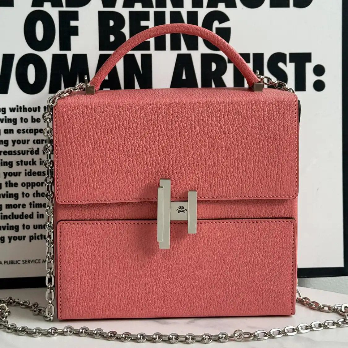 Hermes Hermes Cinhetic Rose Lipstick Chèvre Mysore goatskin shoulder bag silver hardwar Size ONE SIZE - 1 Thumbnail