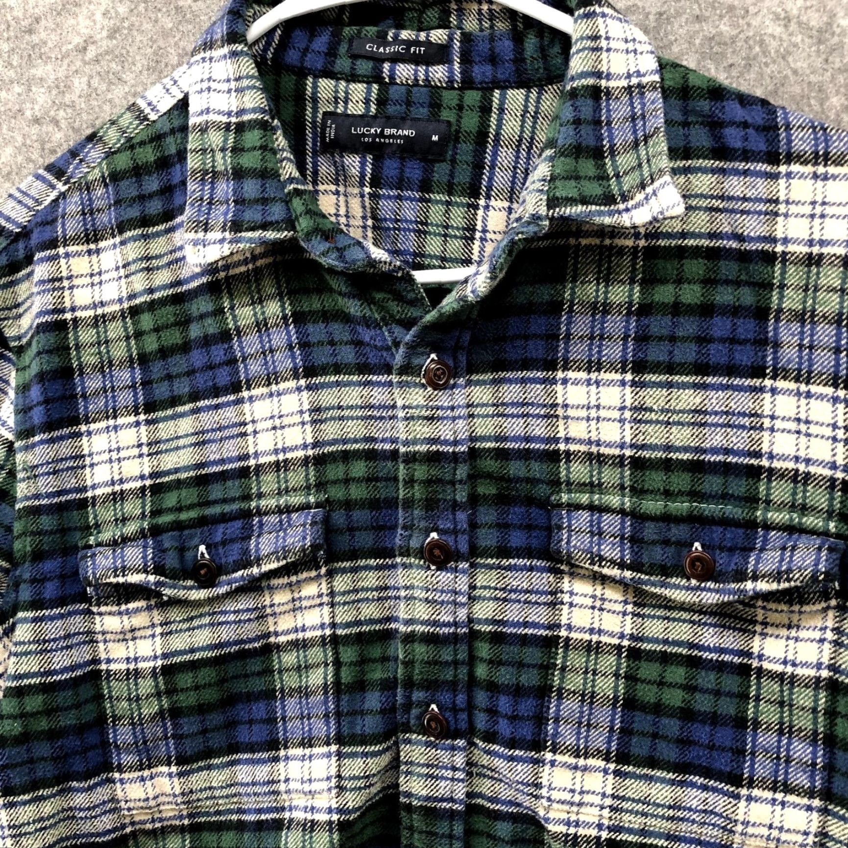 Lucky Brand Lucky Brand Flannel Shirt Mens M Button-Up Casual Workwear Plaid Green Blue White 90s Western Style Mens Size US M / EU 48-50 / 2 - 3 Thumbnail
