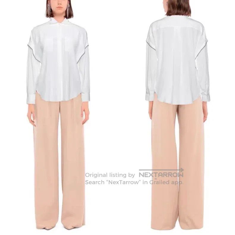 Brunello Cucinelli Brunello Cucinelli Fully beaded wave bat-sleeve silk blous Size M / US 6-8 / IT 42-44 - 9 Thumbnail