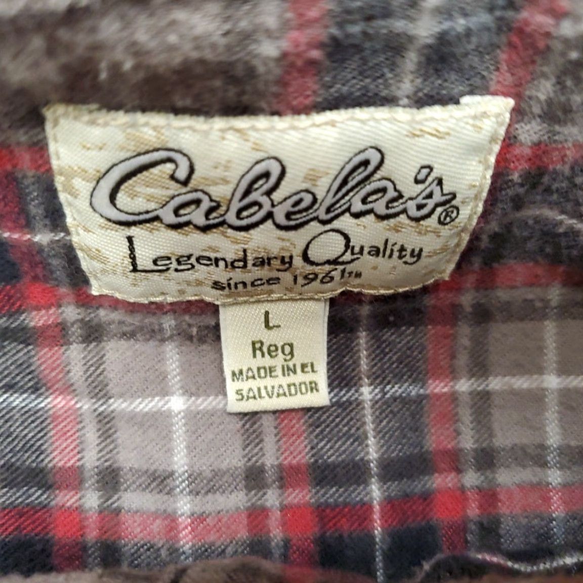 Vintage Cabela's Flannel Shirt Men L Plaid 100% Cotton Button Down Outdoors Classic Cabin, Red, Cotton, Button-Up, Long Sleeve, Casual, Workwear, 1900s? Size US L / EU 52-54 / 3 - 3 Thumbnail