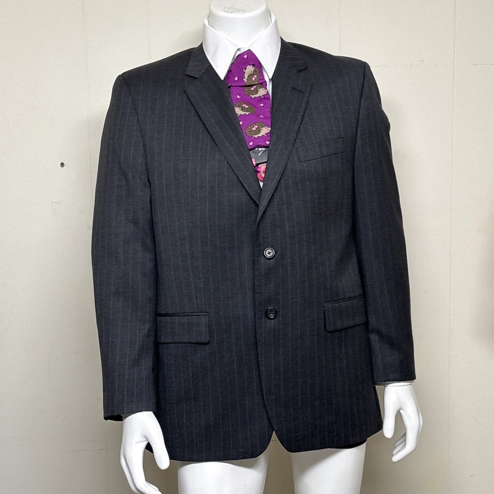 Lauren Ralph Lauren Lauren Ralph Lauren Wool Suit Jacket Mens 44R Gray Pinstripe Size 44R - 10 Thumbnail