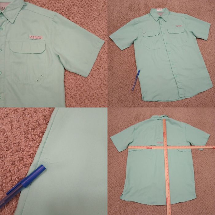 Realtree Realtree Shirt Mens Small Green Short Sleeve Button Down  Breathable Polyester