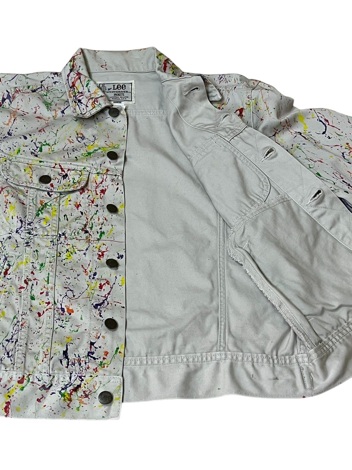 Japanese Brand VINTAGE EDWIN X LEE CUSTOM PAINT SPLATTER TRUCKER JACKET Size US L / EU 52-54 / 3 - 5 Thumbnail